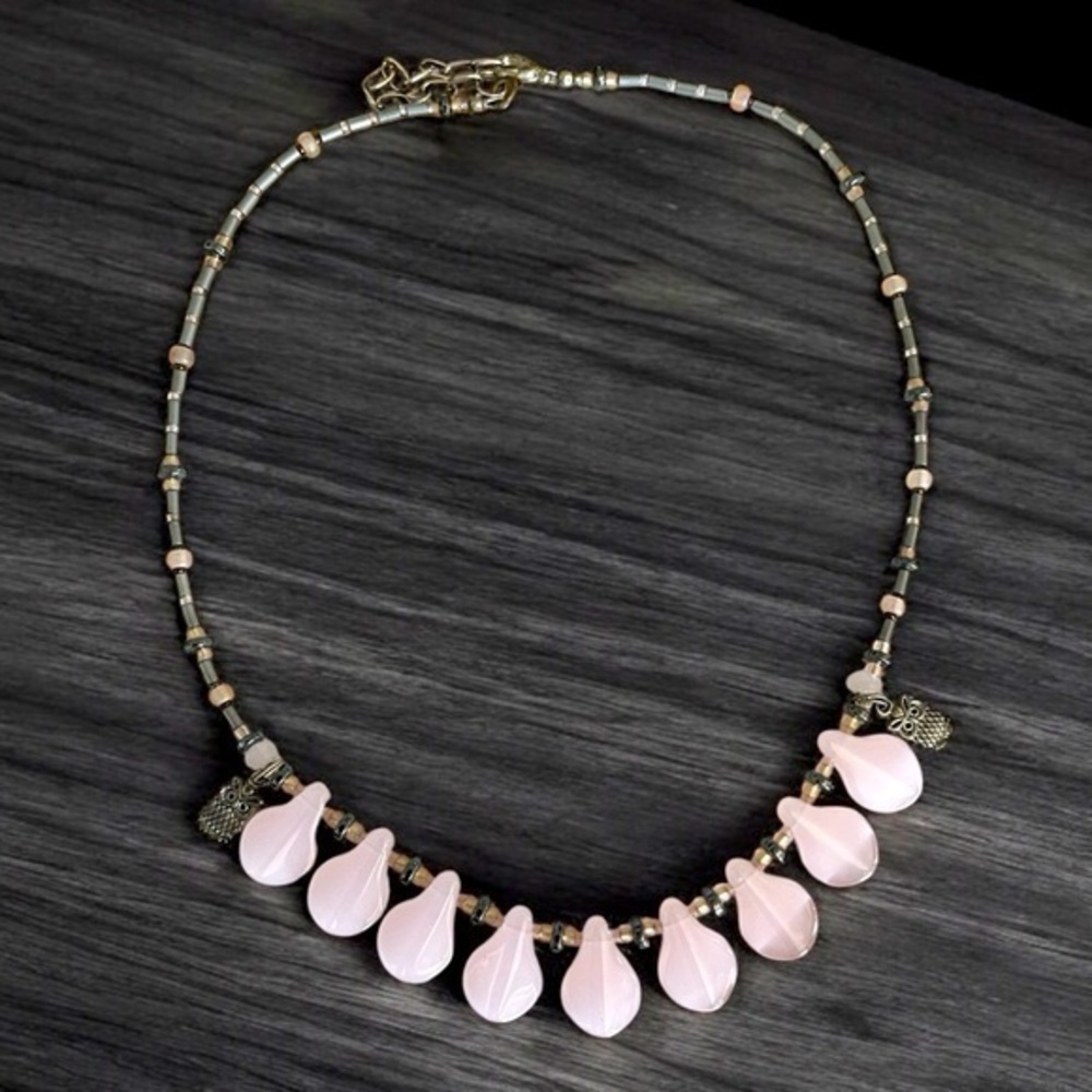 Rose Quartz & Owl Necklace
